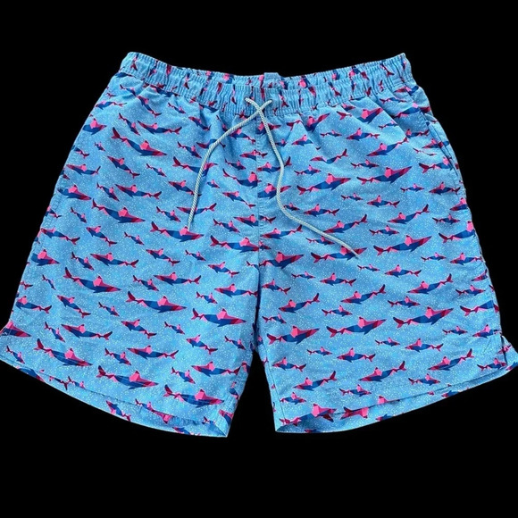 Tailorbyrd Mens XL Blue Shark Camo Print Mesh Lined Swim Trunks Shorts Swimwear - Picture 1 of 4